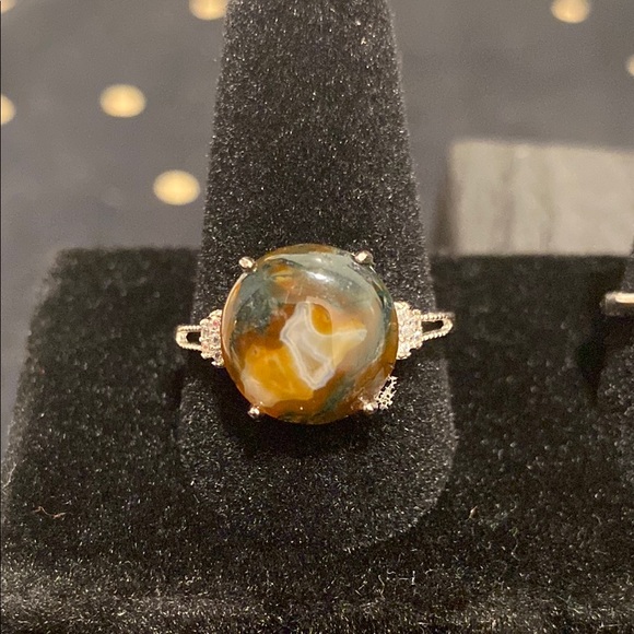 Jewelry - Moss and Carnelian Adjustable S925 ring